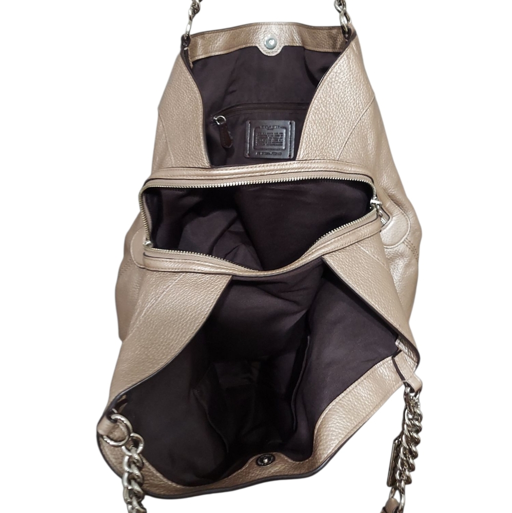 Coach Lexy Champagne Leather Three Compartment Shoulder Bag EUC  No F32150 - Picture 7 of 8